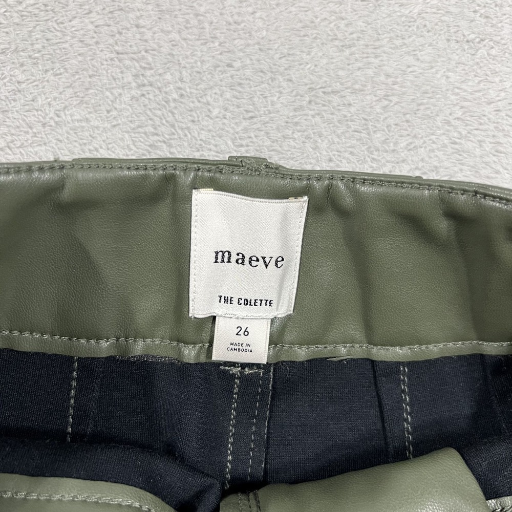 Maeve The Colette Pants Womens 26 Wide Leg Faux Leather Cropped Patch Pockets - Picture 7 of 12